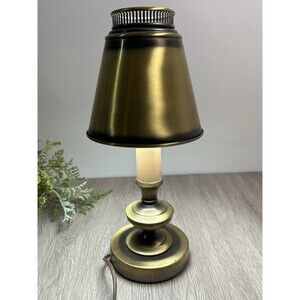 Vintage MCM Brass Toleware Accent Lamp For Vanity Nightstand 14”